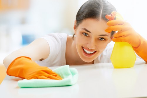Carpet cleaning improving indoor air quality in an office space